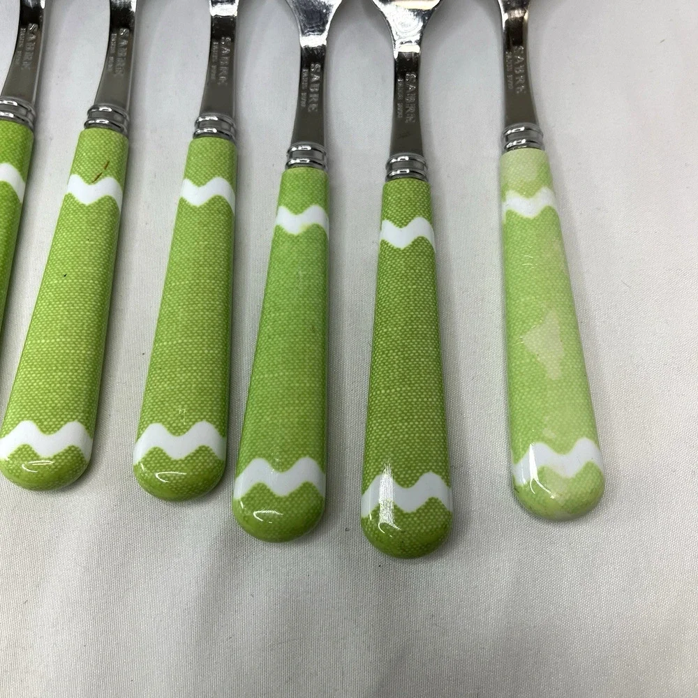 Sabre Green White cutlery Made in France 18/10 stainless steel, set of 8 pieces